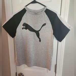 Puma Boy's T-Shirt Gray/Black Size Large 14-16